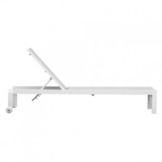 Chaise longue réglable aluminium - MOLI Blanc - Textile - 200 x 32 x 75 cm