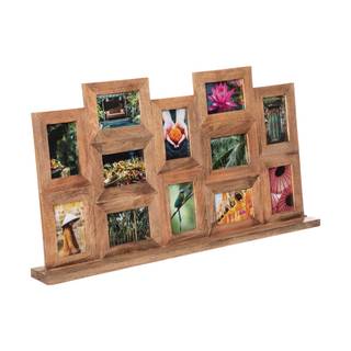 Bilderrahmen für 12 Fotos, stehend, Holz Braun - Massivholz - 10 x 50 x 94 cm
