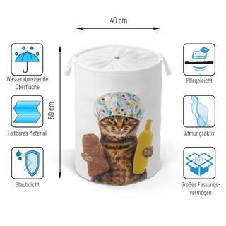 Wäschekorb Shower Cat Braun - Kunststoff - 37 x 55 x 55 cm
