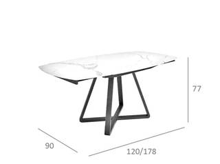 Table à manger en porcelaine et acier Noir - Porcelaine - Pierre - 120 x 77 x 90 cm
