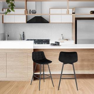 Barhocker Millan (2er Set) Schwarz - Schwarz