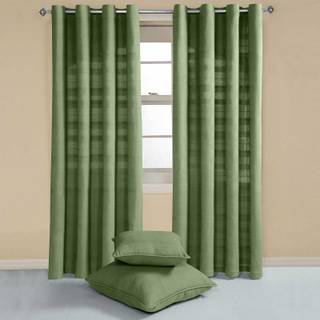 Gardinen mit Ösen Rajput im 2er Set 100% Baumwolle - W 167cm x Drop 182cm - Dunkles Olivgrün - Grün - 167 x 182 x 182 cm
