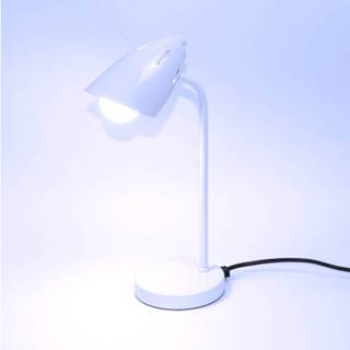 Lampe de bureau en métal blanc Blanc - Métal - 18 x 30 x 7 cm