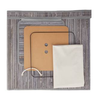 Lot de 3 corbeilles linge Bambou gris Lot de 3 corbeilles linge Bambou gris - Gris - Blanc