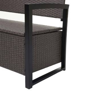 Poly-Rattan 2er Sitzbank HWC-F39 Hellgrau - Grau