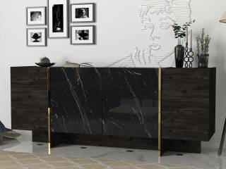 Sideboard Veyron Rebab Grau - Holzwerkstoff - 180 x 75 x 47 cm