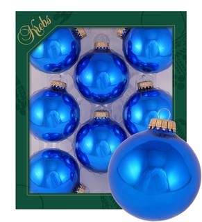 Blau glänzend 7cm Glaskugeln uni Glas - 6 x 7 x 6 cm