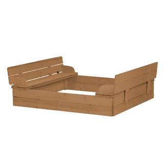 Sandkasten, aufklappbare Sitzbank Braun - Massivholz - 127 x 22 x 124 cm