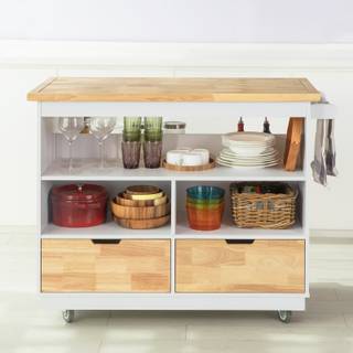 Kücheninsel FKW107-WN Weiß - Holz teilmassiv - 110 x 91 x 55 cm