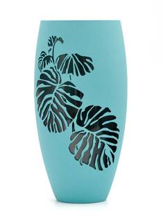 Vase en verre peint à la main 30 cm Bleu - Verre - 16 x 30 x 16 cm