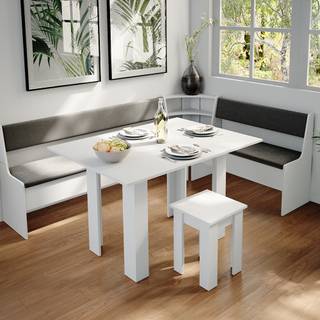 Sitzecke „Roman“ 210x150cm Hocker Tisch Grau - Holz teilmassiv - 166 x 80 x 60 cm