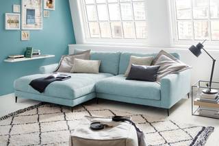 Ecksofa CARA Cord KAWOLA Ecksofa CARA Sofa Recamiere links Cord hellblau - Hellblau - Ecke davorstehend links
