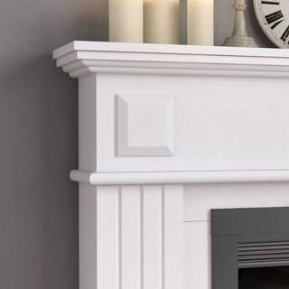 Bordure de cheminée blanc Blanc - En partie en bois massif - 109 x 100 x 26 cm