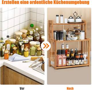 3-stufiges Gewürzregal Braun - Bambus - 18 x 50 x 42 cm