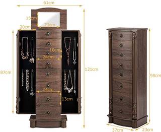 Schmuckschrank Braun - Holzwerkstoff - 23 x 98 x 37 cm