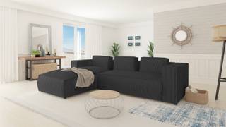Cord Ecksofa Rouen Braun - Ecke davorstehend links