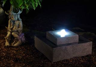 Led Gartenbrunnen FoScala Grau - Kunststoff - 48 x 23 x 48 cm