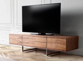 Meuble TV en noyer et acier chromé Marron - Bois/Imitation - Métal - Bois massif - 180 x 46 x 56 cm