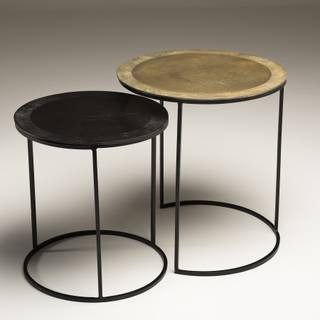 2 runde ausziehbare Beistelltische Gold - Metall - 48 x 52 x 48 cm