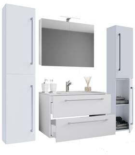 Badezimmerset Muniz XI (4-teilig) Cremeweiß - Weiß - Breite: 126 cm