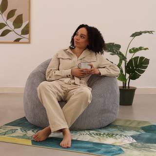 Klassische Cord Retro Sitzsack Grau Grau