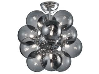 Deckenleuchte dimmbar Rauchglaskugel Silber - Grau - Metall - Glas - 45 x 47 x 45 cm