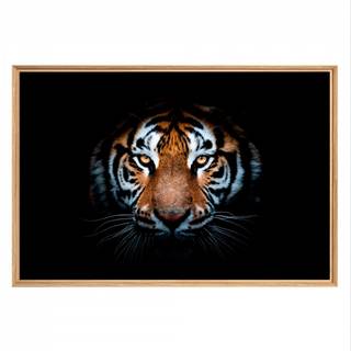 Tableau mural mat encadré regard tigre Orange - Bois manufacturé - 65 x 97 x 3 cm