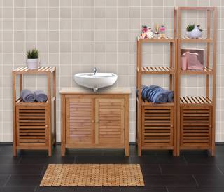 Set de salle de bains HWC-B18 Marron - Bambou - 36 x 140 x 34 cm