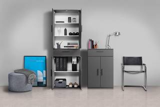 Mehrzweckschrank Set 2-teilig Schränke Schwarz
