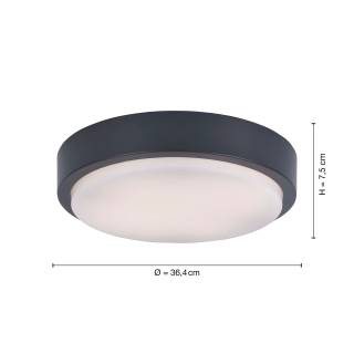 LED Außen-Deckenleuchte Grau - Metall - 37 x 8 x 37 cm