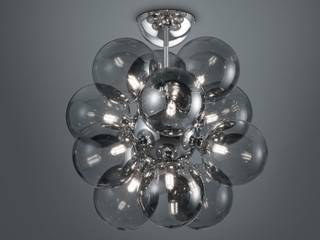 Deckenleuchte dimmbar Rauchglaskugel Silber - Grau - Metall - Glas - 45 x 47 x 45 cm
