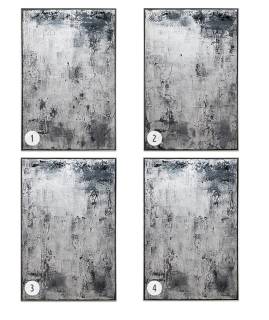 Tableau peint à la main Stonewashed Noir - Gris - Textile - Bois massif - 83 x 123 x 6 cm