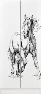 Armoire blanche  ROMA - Cheval au galop Bois manufacturé - 43 x 162 x 70 cm