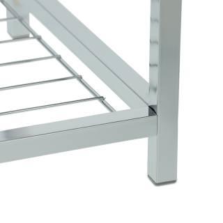 Grauer Sitzhocker mit Ablage Grauer Sitzhocker mit Ablage