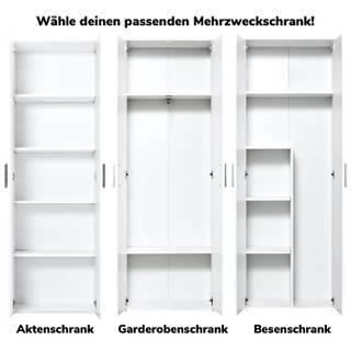 Besenschrank Mehrzweckschrank Schrank MS1.3w-bs - Weiß
