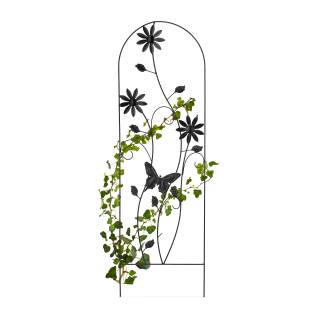 Tuteur en métal avec fleurs et papillon Tuteur en métal avec fleurs et papillon