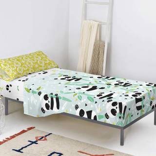 Panda garden blue Parure drap 160x270 cm 160x270 cm
