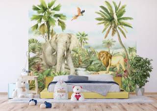 papier peint panoramique animaux de la j vert