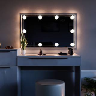 Schminktisch „Little Lilli“ Hocker LED Weiß - Holz teilmassiv - 68 x 141 x 13 cm