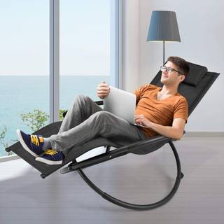 Schaukelliege Liegestuhl Outdoor Schwarz - Metall - 144 x 85 x 74 cm