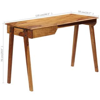 Schreibtisch Braun - Holzart/Dekor - Massivholz - 50 x 76 x 118 cm