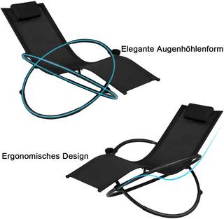 Schaukelliege Liegestuhl Outdoor Schwarz - Metall - 144 x 85 x 74 cm