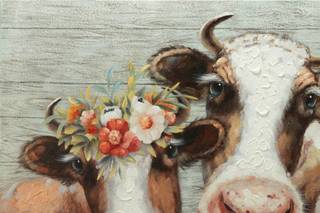 Tableau peint Queens of the Pasture Blanc - Marron - Textile - Bois massif - 100 x 70 x 4 cm