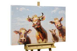 Impression sur toile Agathe et ses amies Marron - Textile - Bois massif - 100 x 75 x 4 cm
