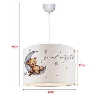 Hängeleuchte Rugby Weiß - Textil - 28 x 70 x 28 cm