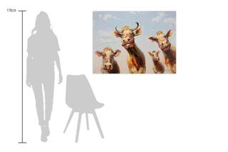 Impression sur toile Agathe et ses amies Marron - Textile - Bois massif - 100 x 75 x 4 cm