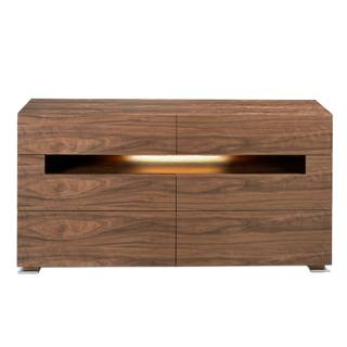Commode en noyer et éclairage intérieur Marron - Bois massif - Métal - Bois/Imitation - 140 x 71 x 43 cm