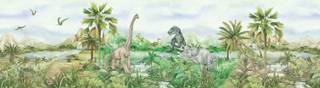 frise de papier peint adhésive dinosaure vert