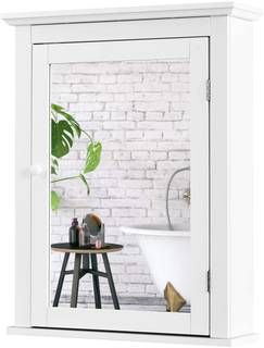 Spiegelschrank Bad Wandschrank Weiß - Holzwerkstoff - 15 x 70 x 56 cm