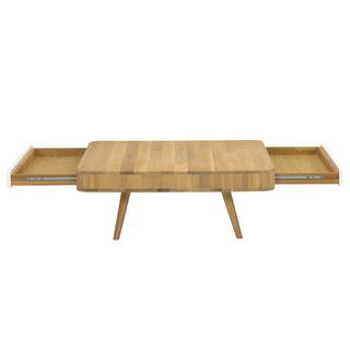 Tavolino da salotto Loca I Quercia parz. massello - Bianco / Quercia selvatica chiara
